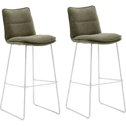 Barhocker MCA FURNITURE "Hampton", grün (olive), H:110cm T:54cm, 100% Polyester, Hocker, Barstuhl 180drehbar mit Nivellierung, bis 120 Kg belastbar