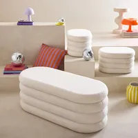 Sweeek Sitzbank mit Stauraum und 2 Aufbewahrungshocker mit Bouclé-Bezug