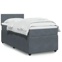 VidaXL Boxspringbett mit Matratze Dunkelgrau 90x190 cm Samt