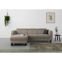 sit&more Ecksofa »Belluci L-Form«, inklusive Federkern, wahlweise mit Bettfunktion und Bettkasten, braun