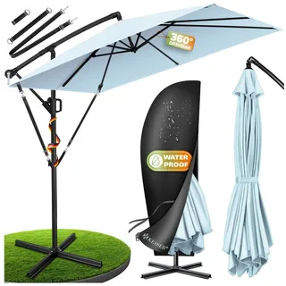 Kesser  Ampelschirm Holly rechteckig Ø 350 cm ohne LED Hellblau