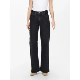 Only High-waist-Jeans "ONLJUICY HW WIDE LEG REA244", Damen, Gr. 30, Länge 32, schwarz denim, Denim/Jeans, Obermaterial: 99% Baumwolle, 1% Elasthan, lang, Jeans High-Waist-Jeans, Baumwollmischung, wide fit