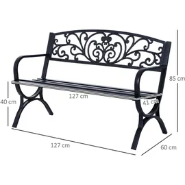 Outsunny Gartenbank 127 x 60 x 85 cm schwarz