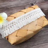 3 Yards 4cm Breite Weiß Baumwolle Quaste Spitzenband Fransenbesatz Spitzenbesatz zum Nähen Fransenborte Quaste Trimmen Nähzubehör für DIY Kostüme Bekleidung Vorhang Kleidung Tischdecke Hochzeit Deko