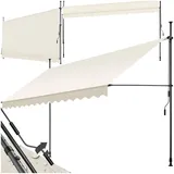 tectake® Klemmmarkise mit Handkurbel, Balkon Markise ohne Bohren, Markise höhenverstellbar, UV-beständig, wasserabweisend, Terrassenüberdachung, Sonnenschutz Terrasse & Balkon, Breite 400 cm - beige