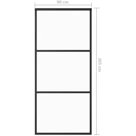 vidaXL ESG-Glas Schiebetür links 90 x 205 cm schwarz