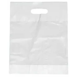 Papstar Griffloch-Tragetasche, aus Kunststoff, 1 Packung = 100 Tragetaschen, weiss, Maße: 50 cm x 45 cm x 8 cm, 28 my