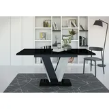 INOBA home Schwarz Hochglanz/Betonoptik Esstisch Ausziehbar B:120-160 cm H:75 cm T:90 cm - Modern Dining Table - Tisch für Esszimmer - Esszimmerti... - Schwarz