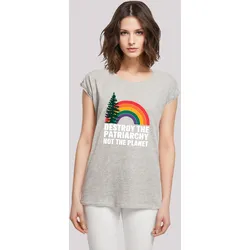 T-Shirt F4NT4STIC "Internationaler Frauentag Feminismus und Umwelt", Damen, Gr. XS, grau (erdgrau), Obermaterial: 100% Baumwolle, casual, regular fit, Rundhals, Kurzarm ohne Bündchen, Shirts, Premium Qualität