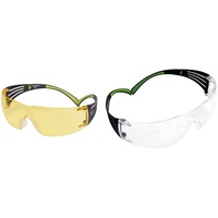 3M SF403AF Schutzbrille SecureFit, Gelb, Rahmen Schwarz/Grün SecureFit Schutzbrille SF401AF, klar – Arbeitsschutzbrille mit Anti-Fog- & Anti-Scratch-Beschichtung – Wirkungsvoller UV-Schutz