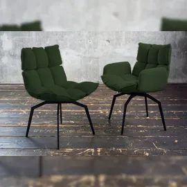 KAWOLA Esszimmerstuhl BARO Drehstuhl mit Armlehnen Stoff grün