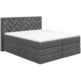 Roller Boxspringbett - anthrazit - H3/H4 - Staukasten - Topper - 140x200 cm