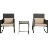 Gartenlounge Schaukelstühle aus Polyrattan "Garden" - Schwarz - Schwarz