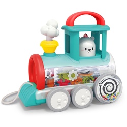 Moni Kinder-Nachziehspielzeug Zug E7995A, Räder, Ziehschnur, Motorikspielzeug bunt