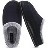 KuaiLu Herren Memory-Schaum Clog Hausschuhe Bequeme handgemachte Stitch Microsuede Slip-On Hausschuhe mit Fußgewölbestütze Warme Kunstpelz gefütterte Gummisohle Indoor Outdoor