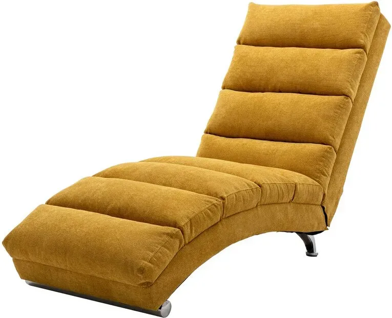 URBAN MEUBLE Relaxsessel aus Leinenstoff in Senfgelb (55 x 148 x 84 cm)