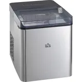 Homcom Eiswürfelmaschine, 15 kg/24h 1,6 L Eiswürfelbereiter Ice Maker mit 2,1 L Wassertank, Schaufel und Korb, 2 Wählbare Eisw... - Schwarz/Silber