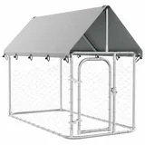 vidaXL Outdoor-Hundezwinger mit Dach 200 x 100 x 150 cm Stahl Silber