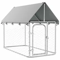 vidaXL Outdoor-Hundezwinger mit Dach 200 x 100 x 150 cm Stahl Silber