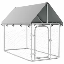 vidaXL Outdoor-Hundezwinger mit Dach 200 x 100 x 150 cm Stahl Silber