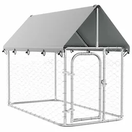 vidaXL Outdoor-Hundezwinger mit Dach 200 x 100 x 150 cm Stahl Silber