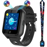 Smartwatch Kinder für Jungen Mädchen - Geschenke Mädchen Jungen für 3 4 5 6 7 8 9 10 11 12 Jahre HD Touch Screen Kinder Smartwatch mit 18 Puzzl... - Schwarz