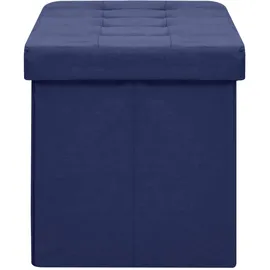 vidaXL Faltbare Sitzbank mit Stauraum Blau Leinenoptik