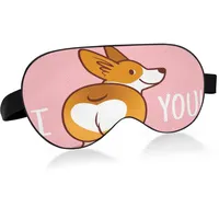 Schlafmaske I Love You Corgi Dog Night Eye Shade Cover Weicher Komfort Augenbinde Blockout Light Verstellbarer Riemen für Männer Frauen