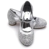 ELSA & ANNA Prinzessin Schuhe Mädchen – Prinzessin Schuhe mit 3 cm hohem Absatz – Glitzer Schuhe Mädchen – Schuhe für Elsa Kleid für Partys, Fasching, Karneval – (SIL12-SH) - 29 EU