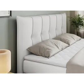 MKS Meble Boxspringbett 7-Zonen Taschenfederkernmatratze und Topper - PREMIUM-10-KING - 200x200cm - Weiß - H4 - Weiß