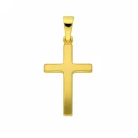 Kreuzkette ADELIA ́S "Halskette - Kreuzkette mit Kreuz Anhänger aus 585 Gold", gold, Halsketten, Damen, Gelbgold 585 Gold, Gelbgold 585, Gold, Kreuzkette, Schmuckset mit bis 45 cm stufenlos verstellbarer 925 Silber Halskette