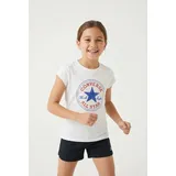 Converse T-Shirt CNVG TIMELS CHUCK PATCH TEE für Kinder, mit Rundhalsausschnitt, aus Baumwolle und Polyester weiß L/XL (152/158)