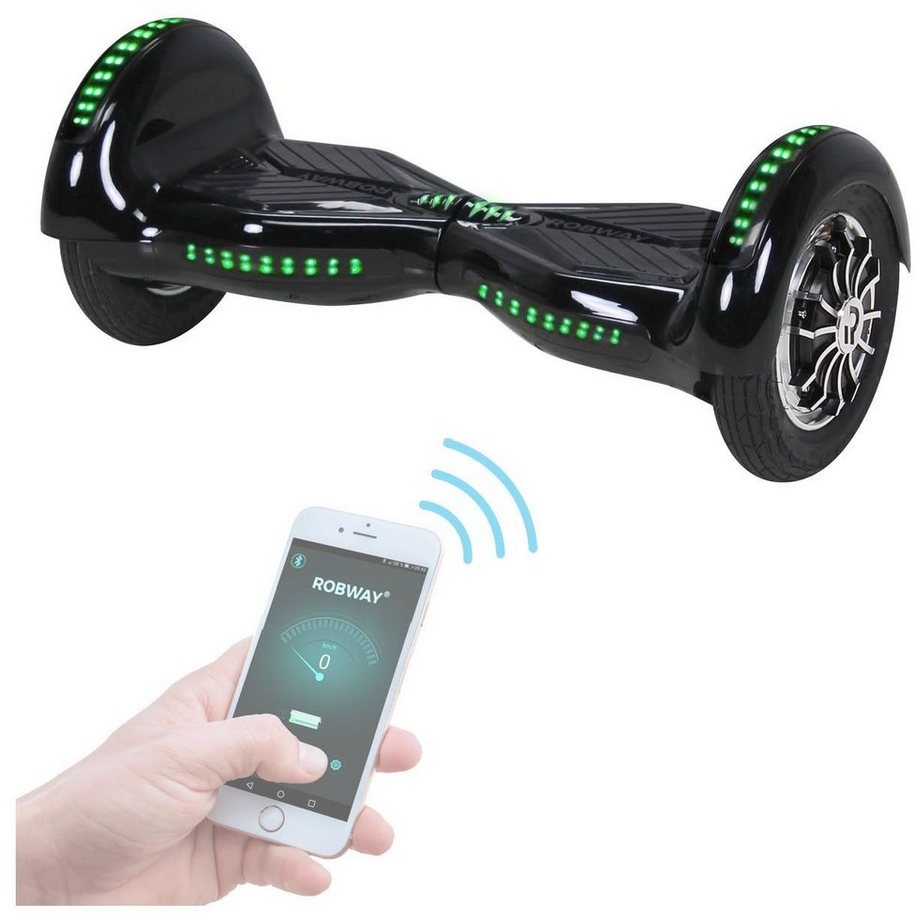 Robway Balance Scooter Hoverboard W3 inkl. Samsung Akku 10” inkl. integrierte Lautsprecher, 800,00 W, 15,00 km/h, (Hoverboard für Erwachsene & Kinder, 1 tlg), Self-Balance-Scooter - Bluetooth - Robway App - LED - Gyrosensoren schwarz