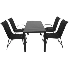 DEGAMO Garnitur LAGOS 5-teilig, Alu + Kunstgewebe schwarz