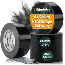 Hinrichs Gewebeband Universal 4 Rollen 50 m x 50 mm Schwarz