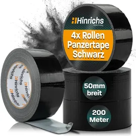 Hinrichs Gewebeband Universal 4 Rollen 50 m x 50 mm Schwarz