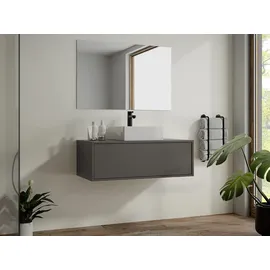 vente-unique Waschbeckenunterschrank hängend - 94 cm - TEANA Anthrazitgrau