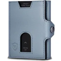 VON HEESEN Slim Wallet mit RFID Schutz - Geldbörse Herren klein - Mini Geldbeutel Damen Portmonee - Kartenetui Echtleder Karten Portemonnaie - Leder Kreditkartenetui Hellblau