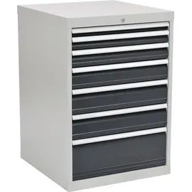 Bedrunka & Hirth Schubladenschrank H1019xB705xT736mm lichtgrau/grau 7 Schubl.Vollauszug