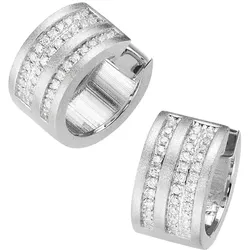 Giorgio Martello Milano Klappcreolen mit weißen Zirkonia, Silber 925 Creolen   Silber 