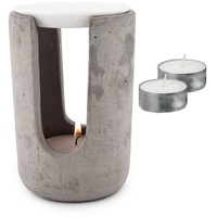 Levandeo Duftlampe Beton Weiß 10x15cm inkl. 2X Teelicht Tischdeko