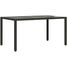 vidaXL Gartentisch mit Glasplatte Schwarz 150x90x75 cm Poly Rattan