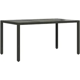 vidaXL Gartentisch mit Glasplatte Schwarz 150x90x75 cm Poly Rattan