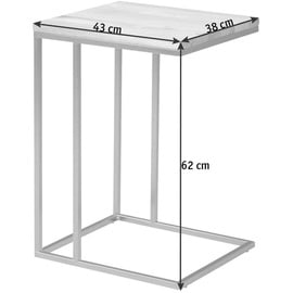 M2 Kollektion Beistelltisch Finn, Gestell Metall Edelstahloptik, Deckplatte Wildeiche massiv geölt, 22mm, stabverleimt