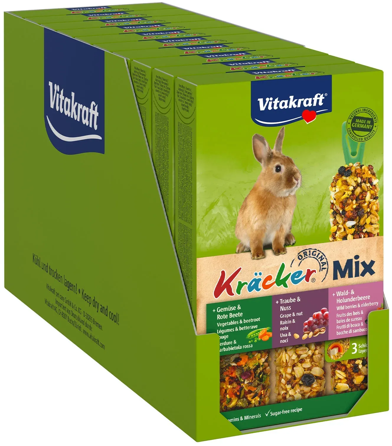 Vitakraft Kräcker Trio Zwergkaninchen 168g, 10er Pack