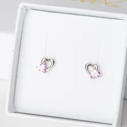 Silber Ohrstecker Pink Heart