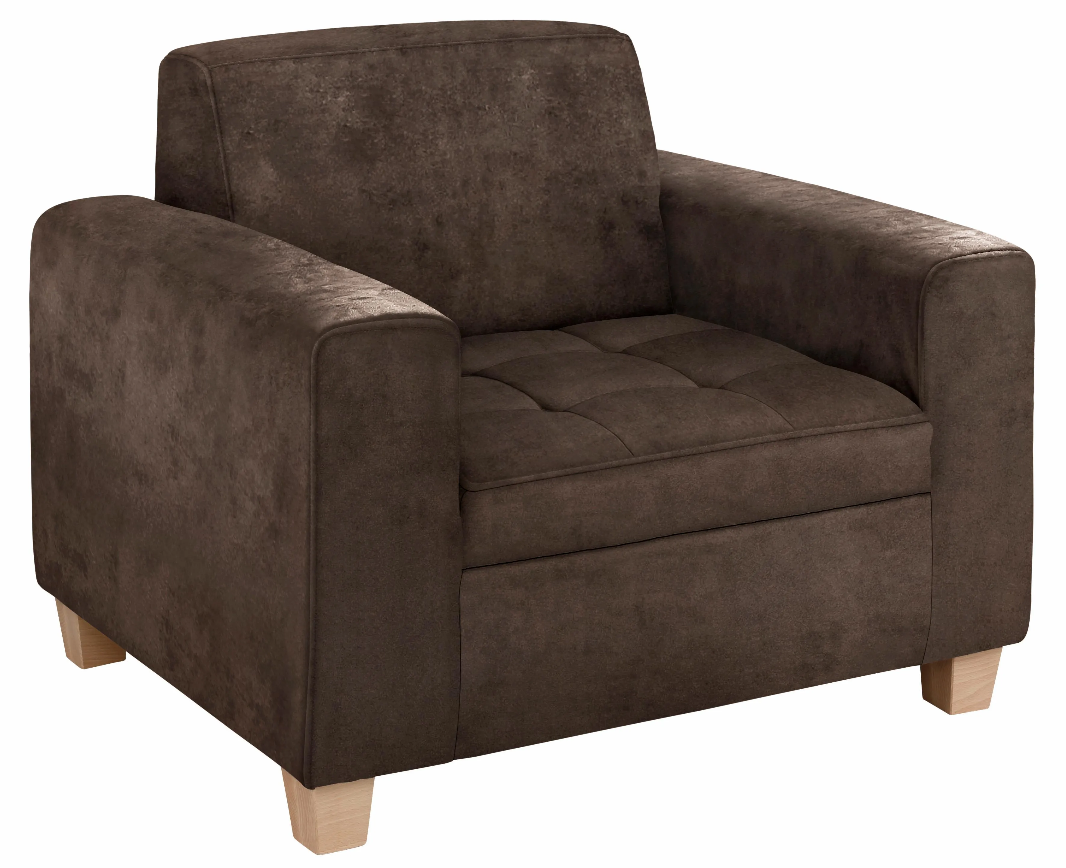 Sessel HOME AFFAIRE "Corby", braun, B:101cm H:80cm T:86cm, Struktur fein (100% Polyester), Chenille (100% Polyester), NaturLEDER (echtes Rindsleder) auf Sitzfläche, Kunstleder im Korpus, Melrose (100% Polyester), Sessel, Steppung auf Sitzfläche