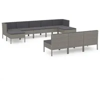 vidaXL Lounge Set 10-tlg. Polyrattan grau 3094570