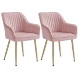 SONGMICS Esszimmerstuhl (2 St), Polsterstuhl mit Metallbeine, Samt, für Schminktisch, 2er Set/4er Set rosa