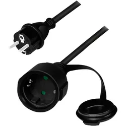 LogiLink Stromkabel-Verlängerung Netzkabelverlängerung Outdoor schwarz 5m